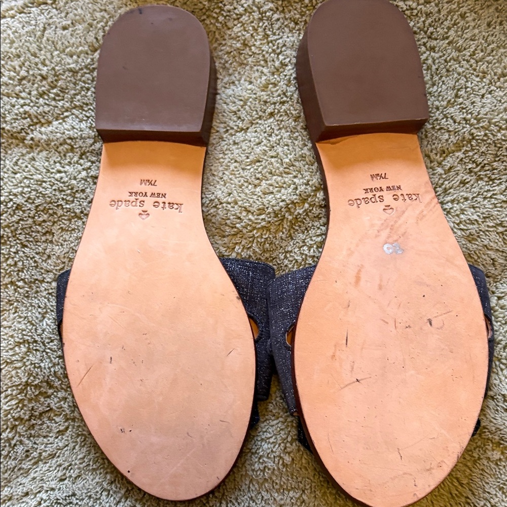 Kate Spade Navy DenimnFringe Sandals with Gold Accents size 7.5 - Picture 5 of 5